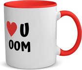 Akyol - love u oom koffiemok - theemok - rood - Oom - de liefste oom - verjaardag - cadeautje voor oom - oom artikelen - kado - geschenk - 350 ML inhoud