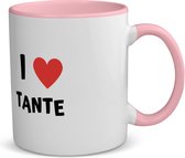 Akyol - i love tante koffiemok - theemok - roze - Tante - de liefste tante - verjaardag - cadeautje voor tante - tante artikelen - kado - geschenk - 350 ML inhoud