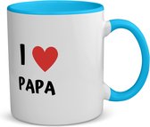 Akyol - i love papa koffiemok - theemok - blauw - Vader - de liefste papa - vader cadeautjes - vaderdag - verjaardag - geschenk - kado - 350 ML inhoud