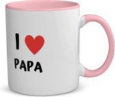 Akyol - i love papa koffiemok - theemok - roze - Vader - de liefste papa - vader cadeautjes - vaderdag - verjaardag - geschenk - kado - 350 ML inhoud