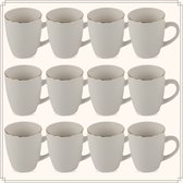 Set de tasses OTIX - Wit avec or - 200 ml - Porcelaine - 12 pièces - DAISY