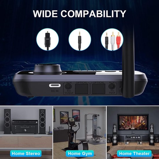 Equivera Bluetooth Transmitter Voor 2 Koptelefoons Bluetooth Receiver 2in1 bol