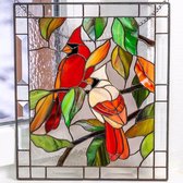 Allernieuwste.nl® Décoration de fenêtre de fenêtre Cardinal rouge sur chaîne en métal – Attrape-soleil coloré – 20 x 15 cm