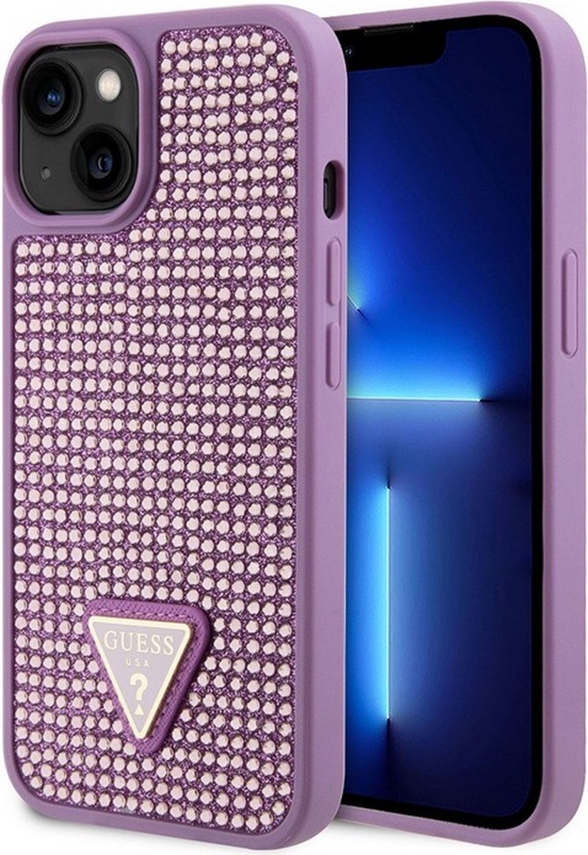 Guess Rhinestones Back Cover - Geschikt voor Apple iPhone 15 Plus (6.7") - Paars