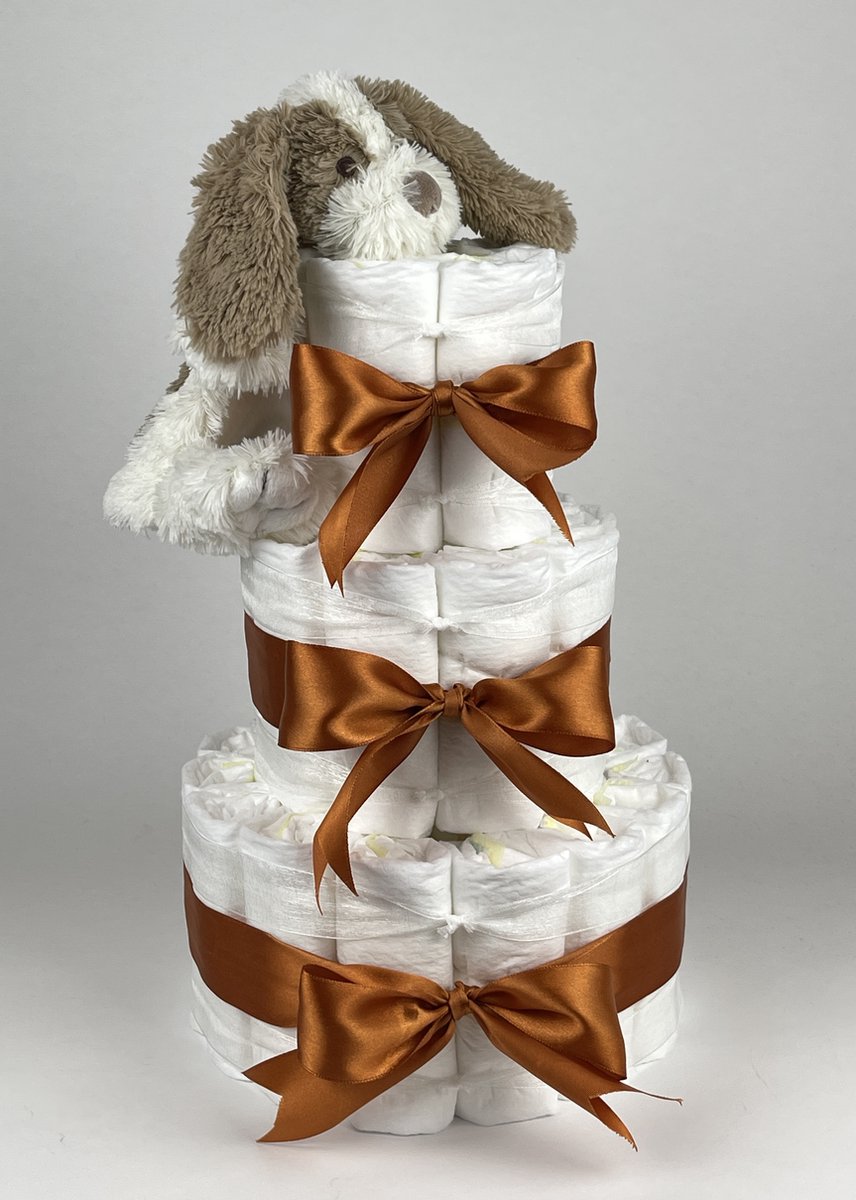 Goedkoopste Chouette-Chouette | Luiertaart Neutraal | Kraamcadeau | Geboorte Jongen Meisje | Babyshower | Tuttle Hond David Koper