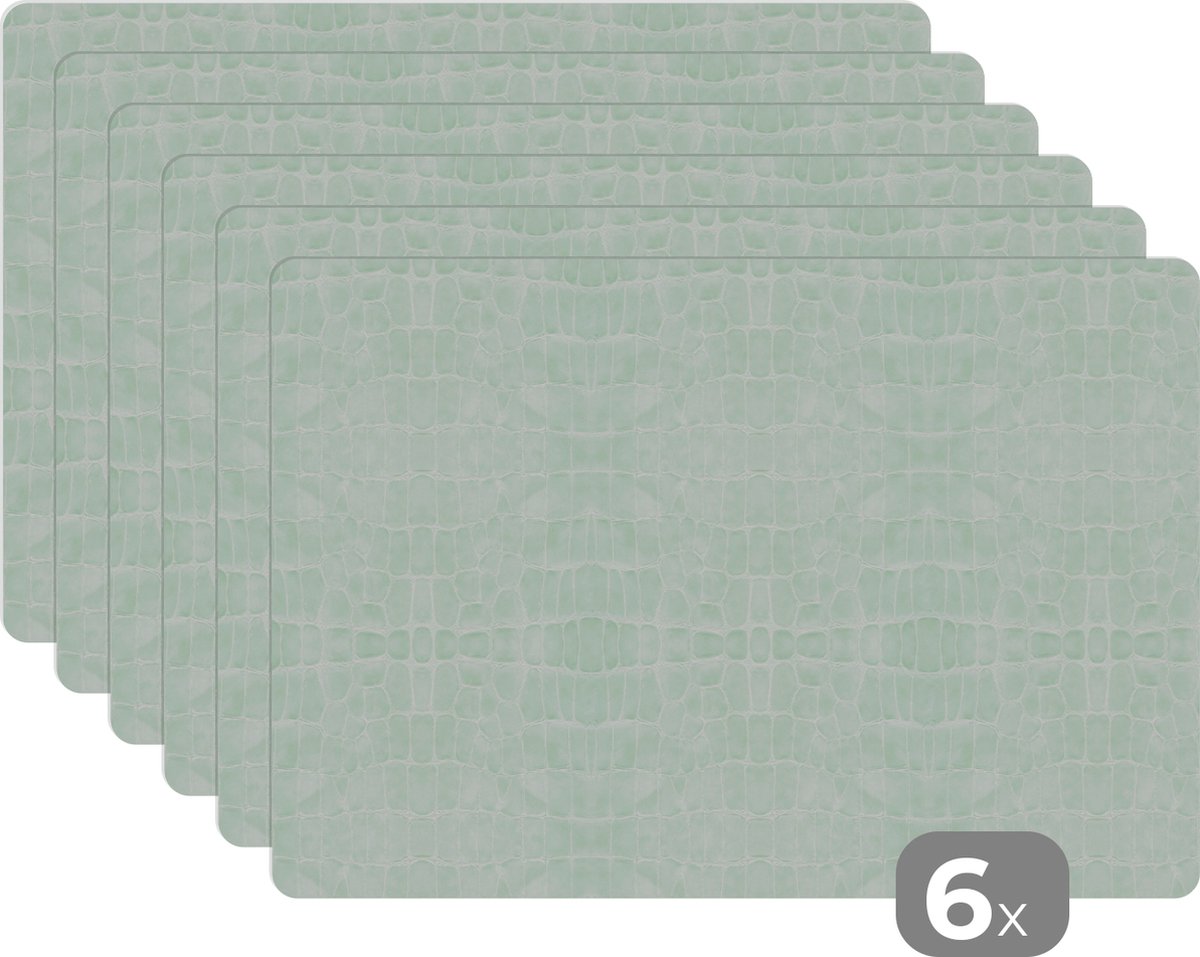 Placemats - Groen - Leer - Dieren - Placemat - Tafel - 45x30 cm - 6 stuks - Borden onderzetters