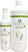 Ecodor EcoFeet - 250 ml sprayflacon + 1 liter navul - Geurvreter / Ontgeurder tegen zweetvoeten - Niet geparfumeerd - Met plantaardige enzymen - Vegan - Ecologisch