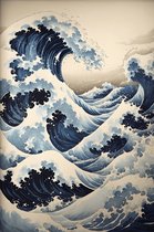 Poster Oriental | Zee met Golven | Japanse Kunst | Interieurposter | Poster Oosterse Stijl | Azie Poster | Azie Kunst | 51x71cm | Wanddecoratie | Muurposter | MT | Geschikt om in te lijsten