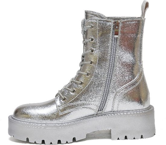 SmileFavorites® Veterboots - Zilver - Imitatieleer - Maat 38