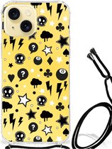 Case Geschikt voor iPhone 15 GSM Hoesje met doorzichtige rand Punk Yellow