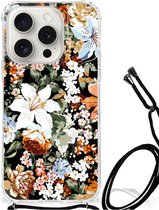 Case Geschikt voor iPhone 15 Pro Dark Flowers