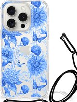 Case voor Geschikt voor iPhone 15 Pro Flowers Blue