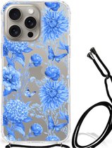 Case voor Geschikt voor iPhone 15 Pro Max Flowers Blue