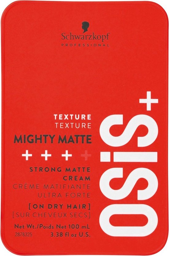 Crème texturisante Schwarzkopf Professional OSiS+ Mighty Matte, finition mate forte pour cheveux secs.