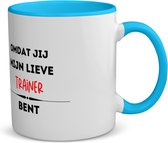 Akyol - omdat jij mijn lieve trainer bent koffiemok - theemok - blauw - Trainer - de liefste trainer - sport - verjaardag - cadeautje voor trainer - kado - geschenk - 350 ML inhoud