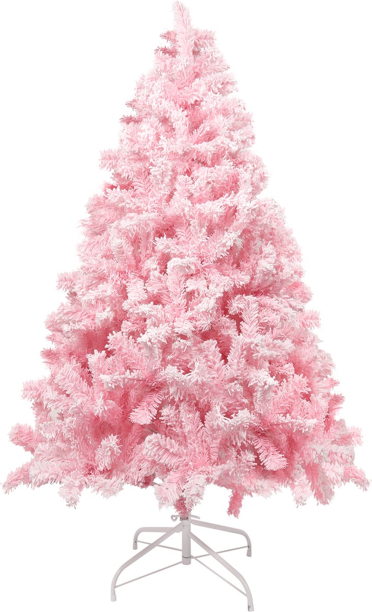 Uten Luxe uitvoering Kunstkerstboom met sneeuw - 150cm hoog - Zonder verlichting - 480Takken - Wit/Roze