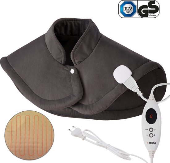 AREBOS Schouder Warmtekussen - nek warmtekussen - warmtekussen elektrisch - 56 x 52 cm - 6 warmtestanden