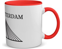 Akyol - rotterdam koffiemok - theemok - rood - Rotterdam - toeristen rotterdammers - cadeautje - kado - erasmusbrug - zuid holland - 350 ML inhoud