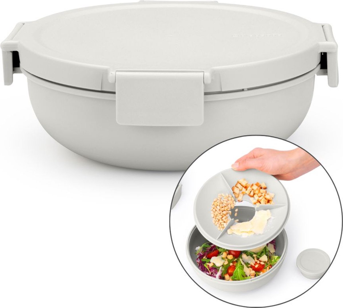 Brabantia Make & Take Salade Lunchbox To Go - 1,3 l - Kunststof - Light Grey