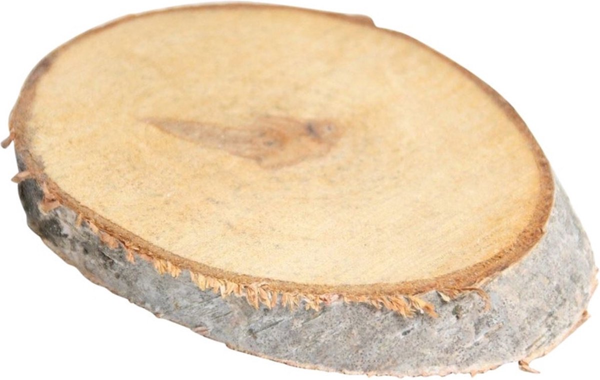 HBX Natural Living Decoratie boomschijf met schors - hout - L16 x B23 x H2 cm - ovaal