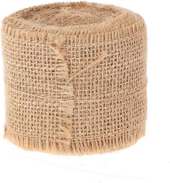 HBX Natural Living Decoratie lint - jute - rol - 500 x 5 cm - decoratielint stof - hobby