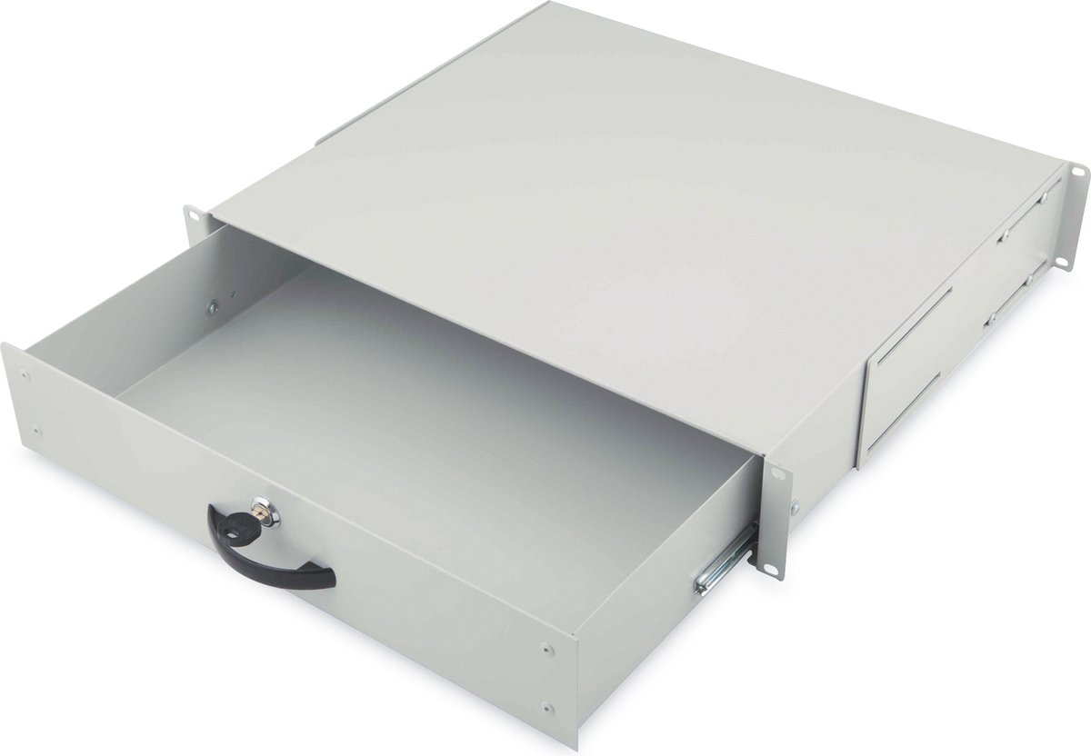 Digitus DN-19 KEY-2U 19 inch Inschuif 2 HE Uittrekbaar, Gesloten Grijs
