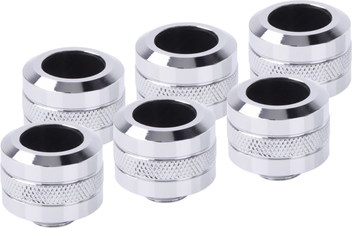 LOT DE 6 RACCORDS À COMPRESSION POUR TUBE Ø16MM ALPHACOOL EISZAPFEN PRO (ARGENT)