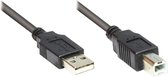 Alcasa USB 2.0 1.8m, 1,8 m, USB A, USB B, USB 2.0, Mâle/Mâle, Noir