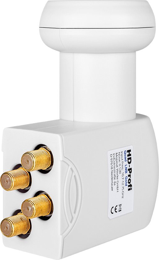 Megasat HD-Profi Quattro LNB – pour multiswitch – Blanc | 0,1 dB, connecteur plaqué or, protection contre les intempéries