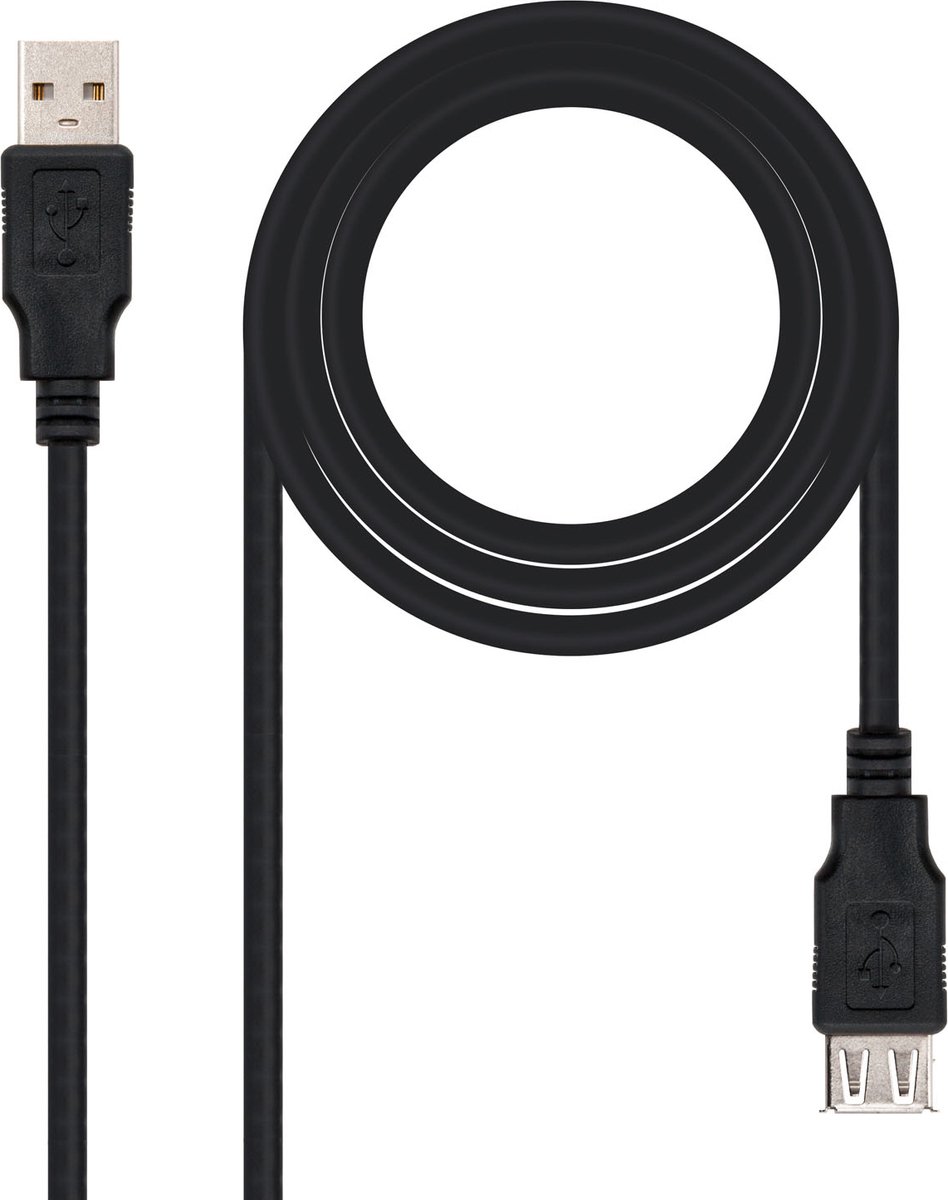 10.01.0202-BK - 1 m - USB A - USB A - USB 2.0 - Male/Female - Black