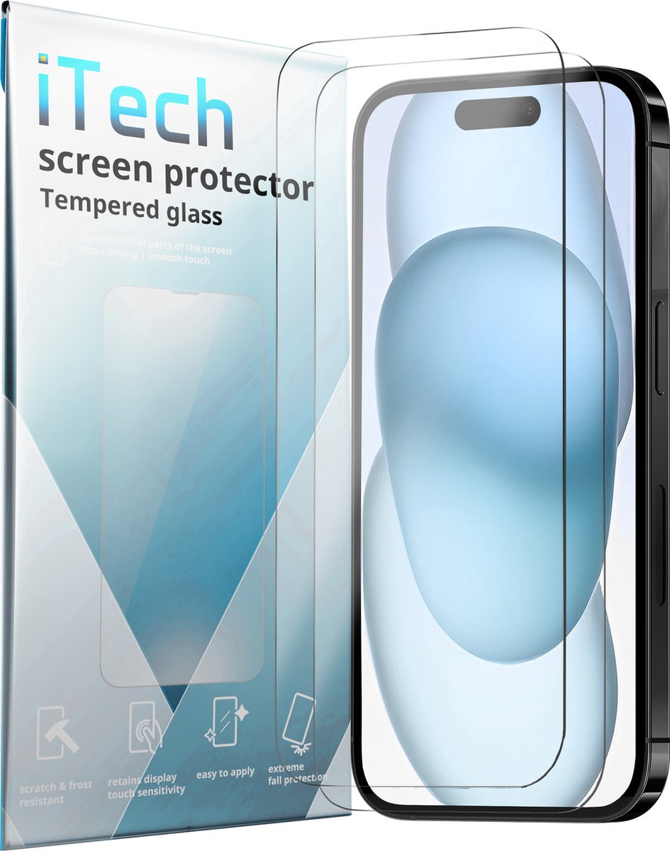 Geschikt voor iPhone 15 Plus Screenprotector Tempered Gehard glas - 2 stuks screen protector