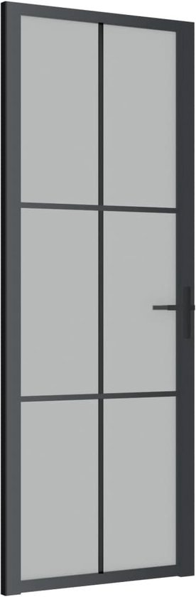 vidaXL-Binnendeur-76x201,5-cm-matglas-en-aluminium-zwart