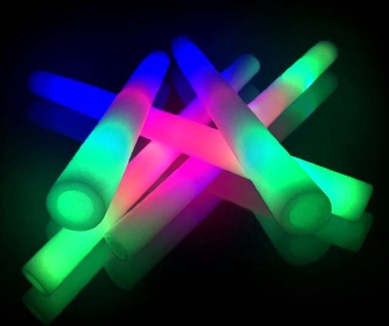 relaxdays 48 x lichtstaaf led - foamsticks - 3 modi - schuifstof - foam