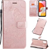 Hoesje Vlinders Roze - Geschikt voor Samsung Galaxy A14 - Portemonnee Book Case - Boekje Met Kaarthouder / Pasjeshouder en Magneetsluiting - Booklet - Wallet Beschermhoes - Telefoonhoesje