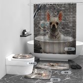 ASDCXZ Hond douchegordijn 180 x 200 cm, grappige hond, gelukkig, zwemmen, onderwaterwereld, kleurrijk, oceaan, vis, wasbaar, baddouchegordijn, polyester textiel, waterdicht, douchegordijn voor bad met