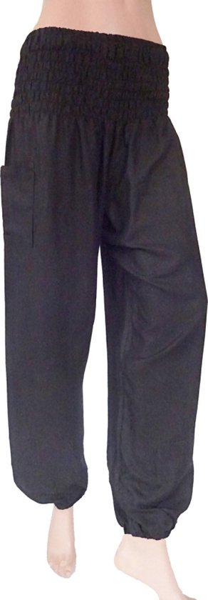 Pantalon sarouel - Pantalon de yoga - Pantalon d’été - Petit; taille 32,34,36 - Noir uni