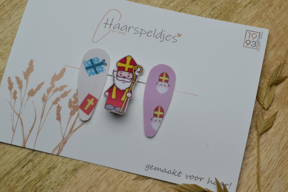 Haarspeldjes Sinterklaas Roze 4cm - Piet - Schoencadeautje