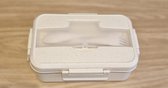 Lunch box - Lunch Box - Boîte à pain - Lunch box - Tambour - Boîte - Couverts - Blé - Sans BPA - Bio - Bento - Durable - Beige