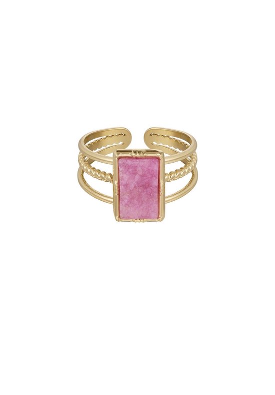 Ring - Yehwang - Goud - Roze - Natuursteen - Verstelbaar - Stainless steel sieraden