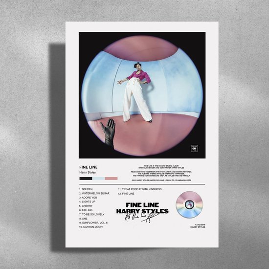 Harry Styles - Metalen Poster 30x40cm - album Fine Line
