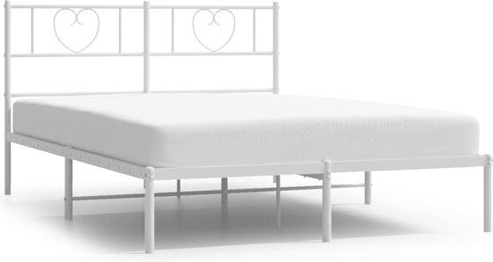 vidaXL-Bedframe-met-hoofdbord-metaal-wit-120x190-cm