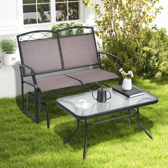 Outsunny Hollywoodschommel, Tuinschommel, 3-zits Schommelbank Met Dak Staal 172 X 110 X 153 Cm Grijs~1skaj0i41so01