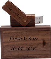 Clé USB dépliante en bois de noyer avec boîte de rangement personnalisée avec votre naam , texte ou logo - 16 Go