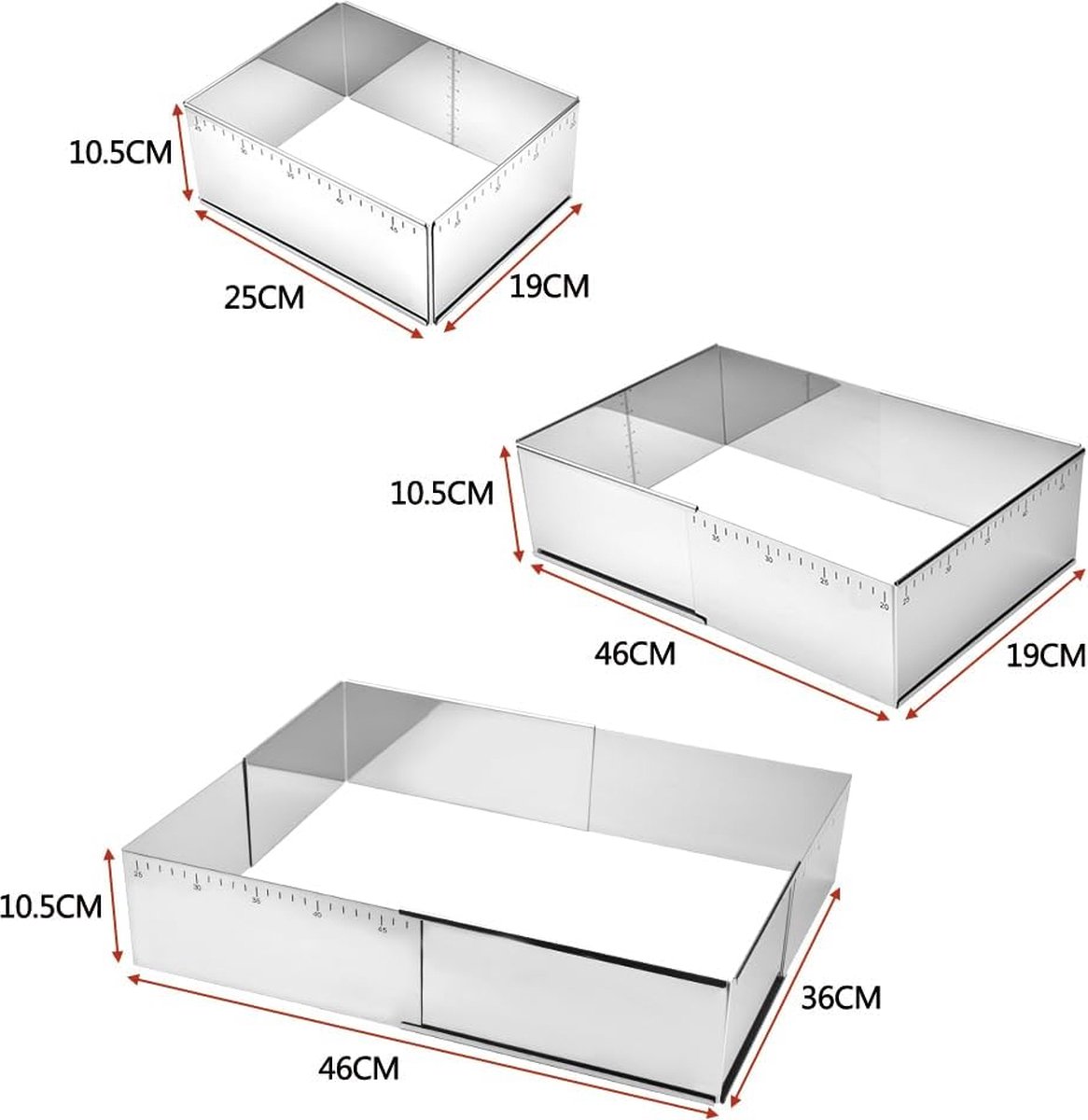 Moule à Gâteau Carré En Aluminium Anodisé - Lot De 2 (6 Et 8 Pouces), Fond Amovible, Antiadhésif
