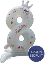 Cijfer Ballonnen - Cijfer Ballon 8 - 80cm - Staand - Ballonnen Wit & Kleur - Opblaascijfer 8 - Verjaardag Versiering 8 jaar - Jongen & Meisje - Verjaardag Decoratie - Happy Birthday
