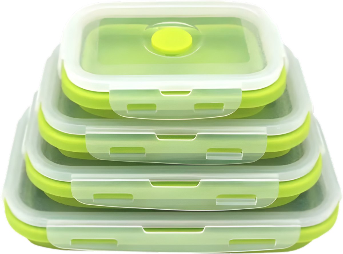 Premium Opvouwbare Draagbare Siliconen Voedsel Opslag Container Lunchbox Set - Set van 4