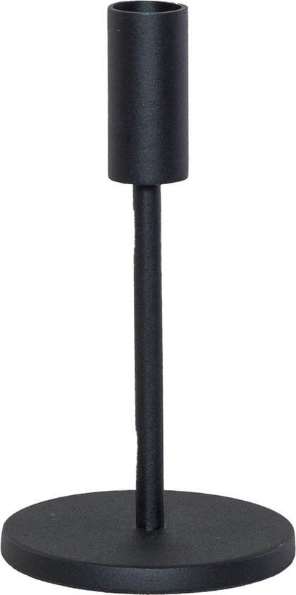 STILL - Kandelaar - Kaarsenstandaard - Geschikt voor LED Kaars - Dinerkaars - Ijzer - Mat Zwart - 19 cm