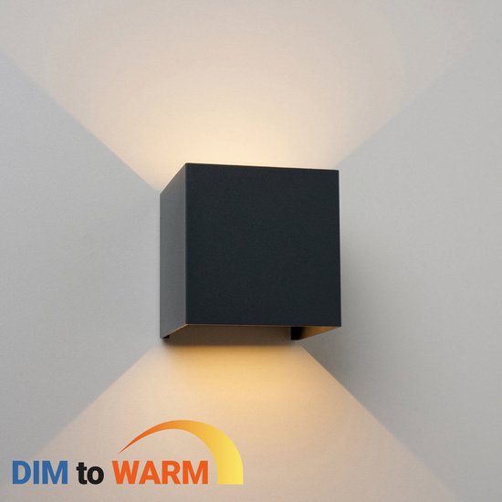 Ledmatters - Wandlamp Grijs - Up & Down - Dimbaar - 6 watt - 540 Lumen - 1800-3000 Kelvin - Dim to Warm - IP65 Buitenverlichting