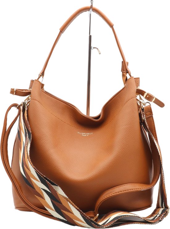 Flora & Co - Bag in bag/tas in tas - handtas/crossbody - fashion riem - camel