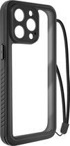 iPhone 15 Pro Max volledige hoes, waterdicht IP68 - transparant zwarte omtrek